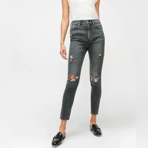 7 For All Mankind High Waist Ankle Skinny Jeans Women’s 27 Washed Gray Black